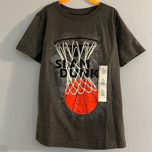 NWT "Slam Dunk" Charcoal Grey Basketball Crewneck Short Sleeve Graphic Tee